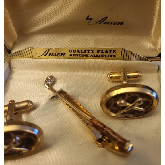 Anson Accessories Vintage Mens 95s Anson Cufflink Tie Clip Set